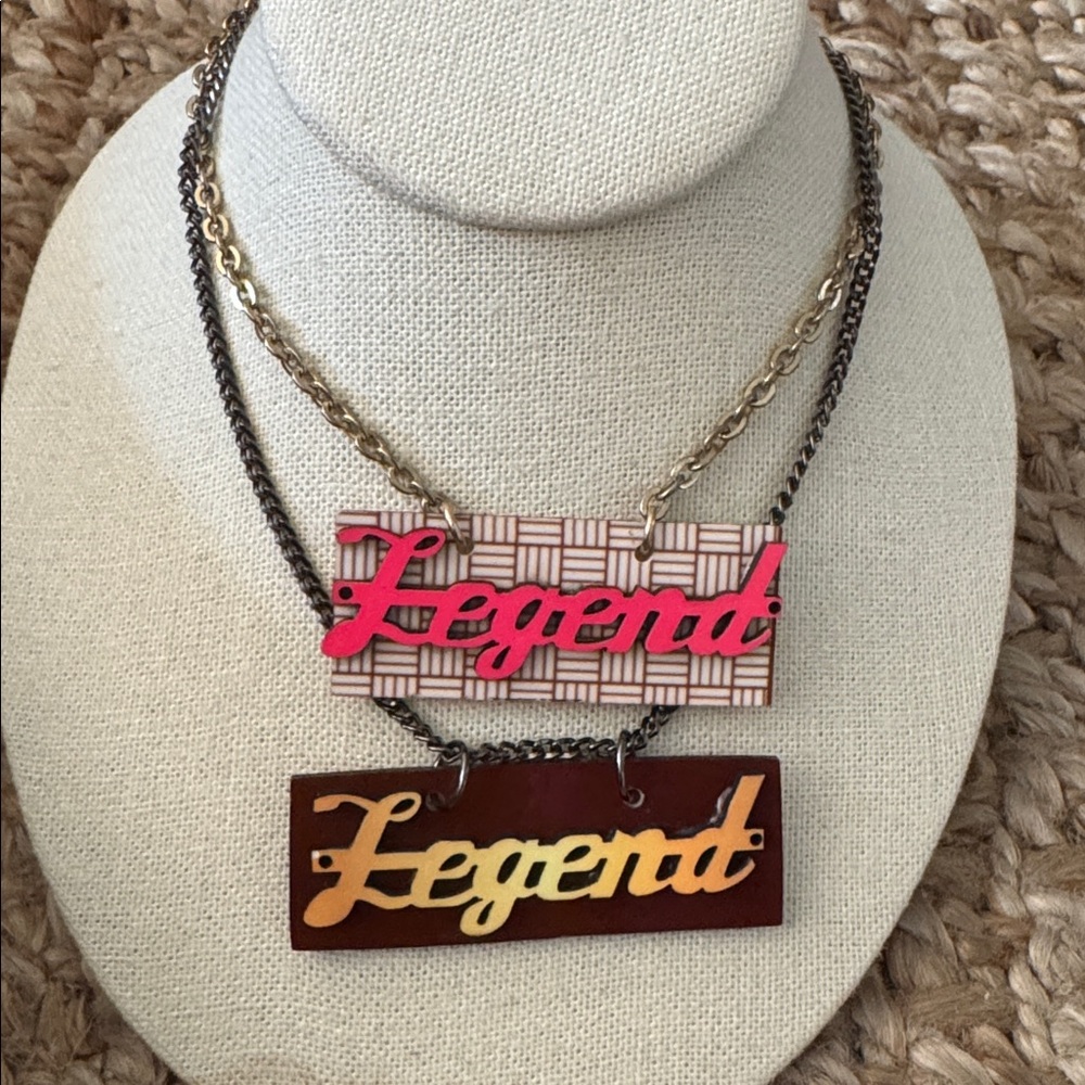 Legend Pendant Necklaces in Gold and Pink custom made on Etsy